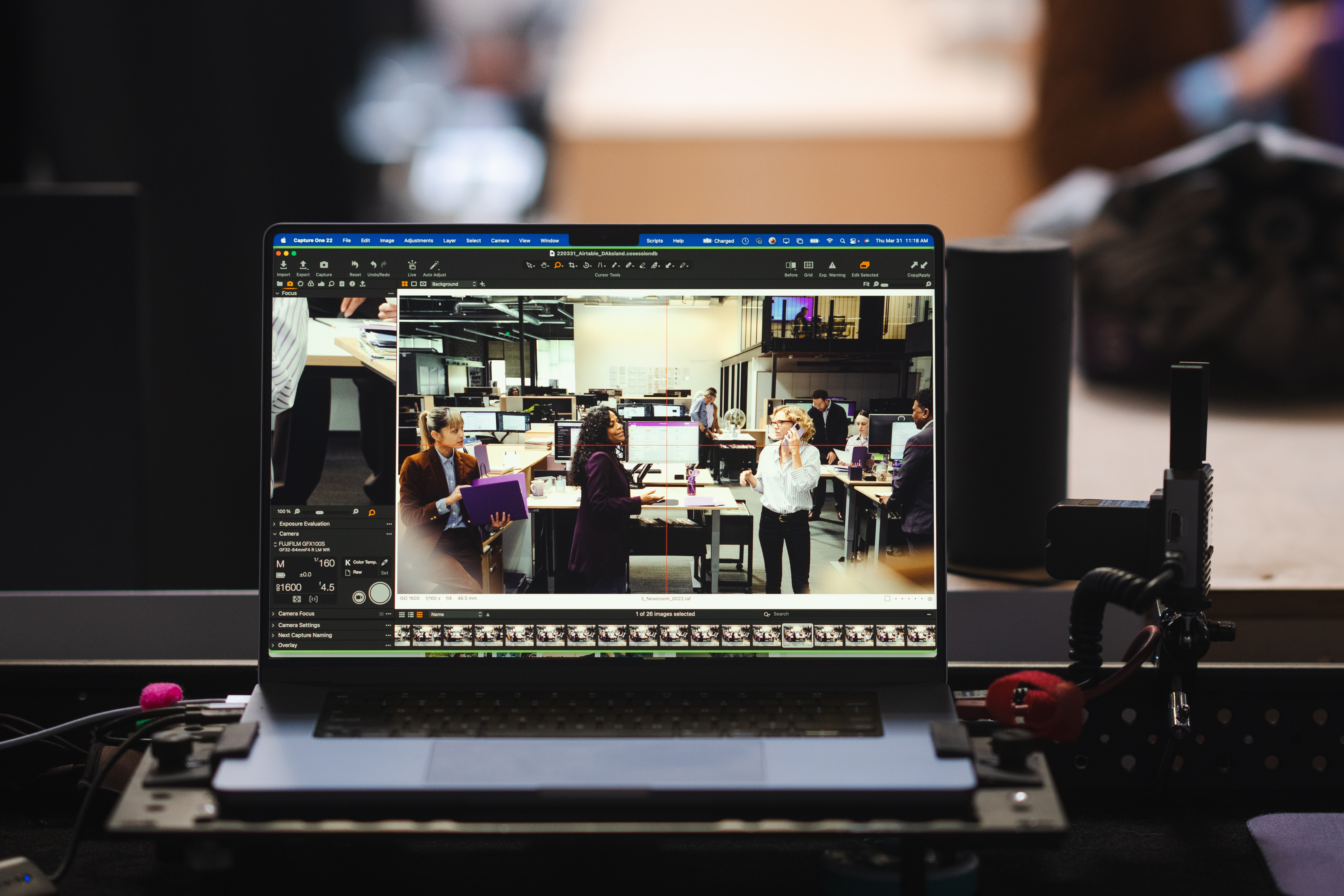 Behind the scenes — monitoring a shoot at Airtable HQ