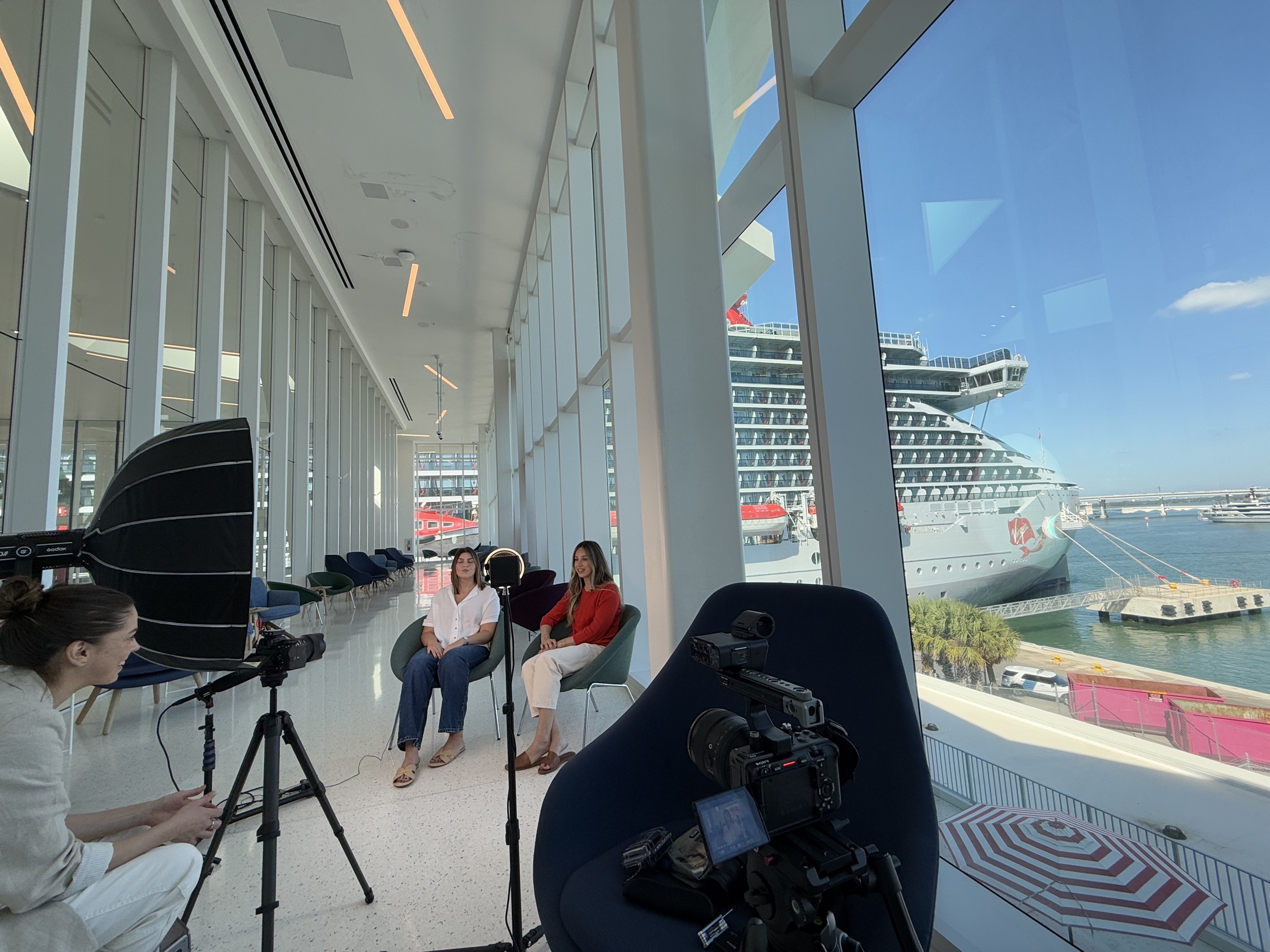 Virgin Voyages customer film interview by the cruise ship