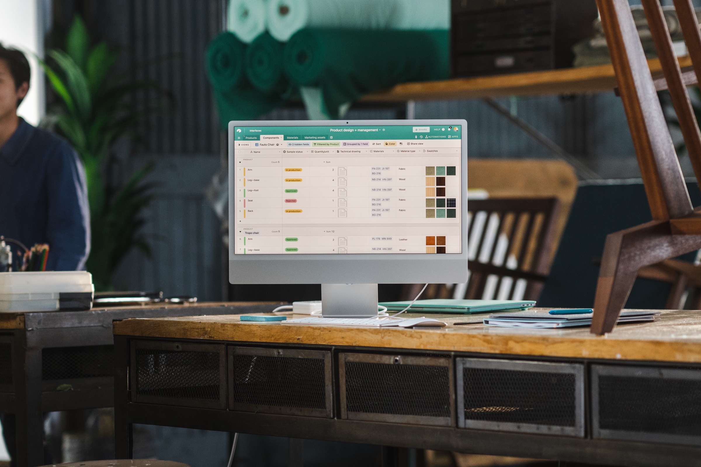 On-location customer shoot with Airtable on screen