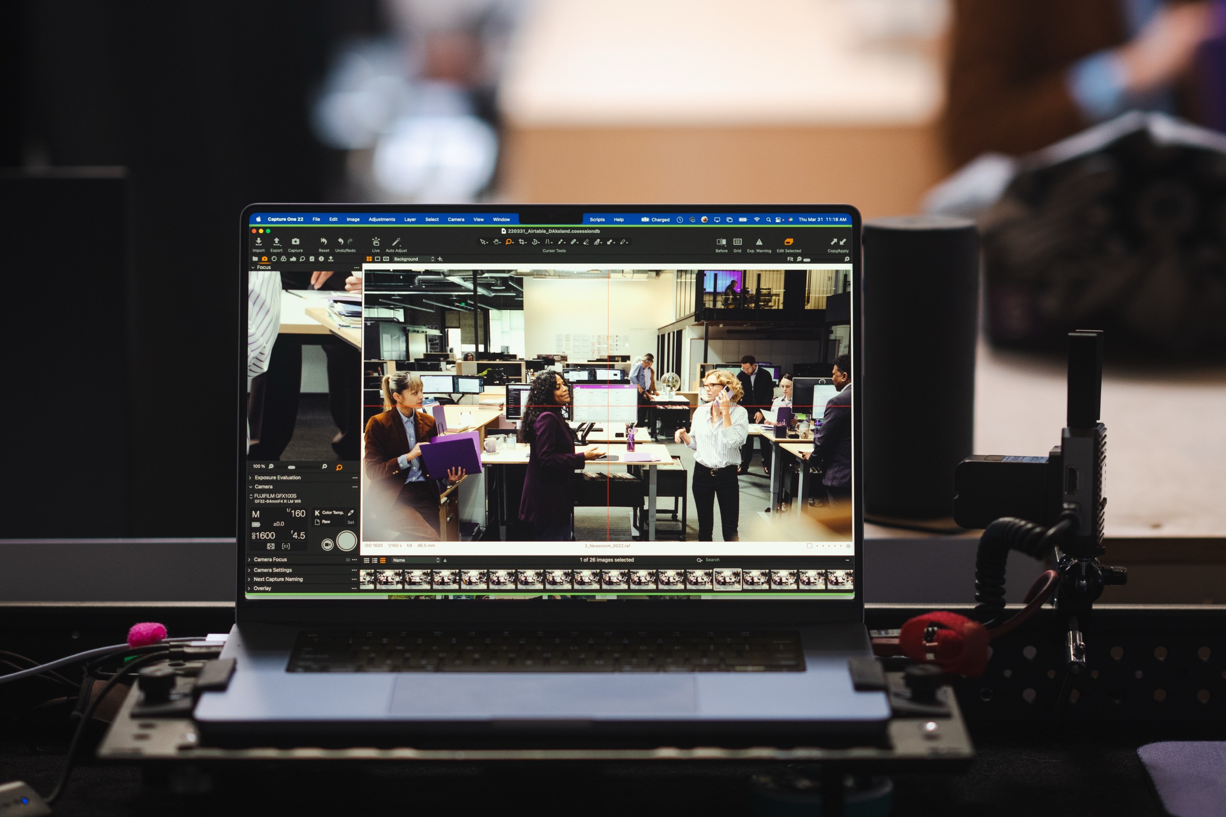 Brand campaign edit on laptop during production