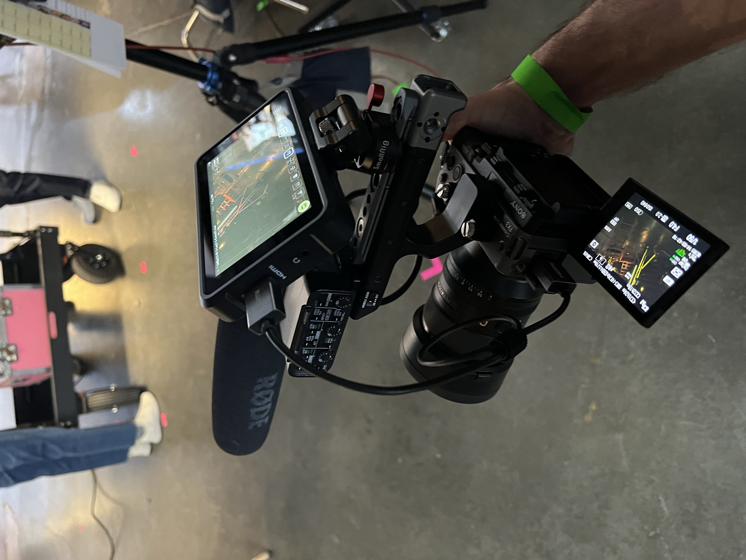 Camera rig close-up with Rode mic and SmallRig cage